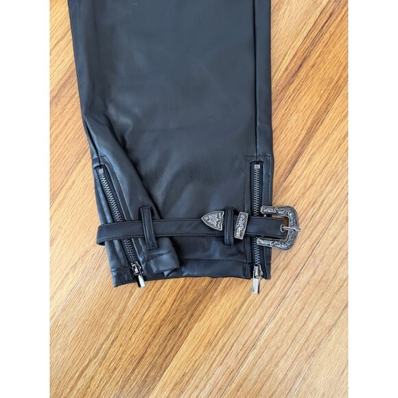 Guapi Mens Black Faux Leather Pants Size 28 Belted Ankle NWT Streetwear  [jb] - Picture 6 of 11